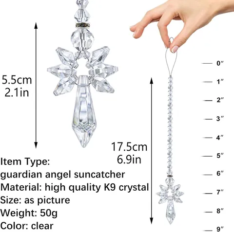 Crystal Angel Suncatcher Pendant K9 Crystal Prism Hanging Ornament Rainbow Maker For Home Garden Window Car Decor Accessory