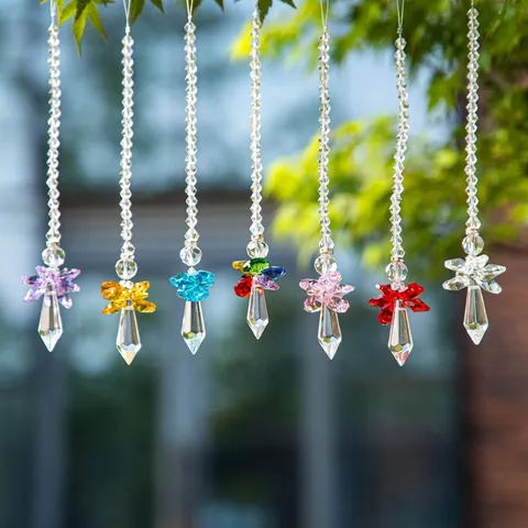 Crystal Angel Suncatcher Pendant K9 Crystal Prism Hanging Ornament Rainbow Maker For Home Garden Window Car Decor Accessory