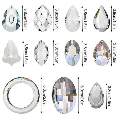 Transparent Crystal Pendant Prisms Glass Suncatcher Prisms Variety Pack For Home Garden Chandelier Decor Rainbow Maker Parts