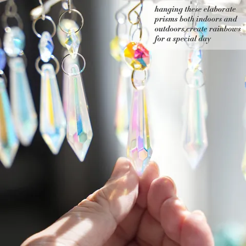 Luxury K9 Crystal Prism Suncatcher Pendants Aurora Color Rainbow Maker Hanging Ornaments For Home Window Wedding Party Decor