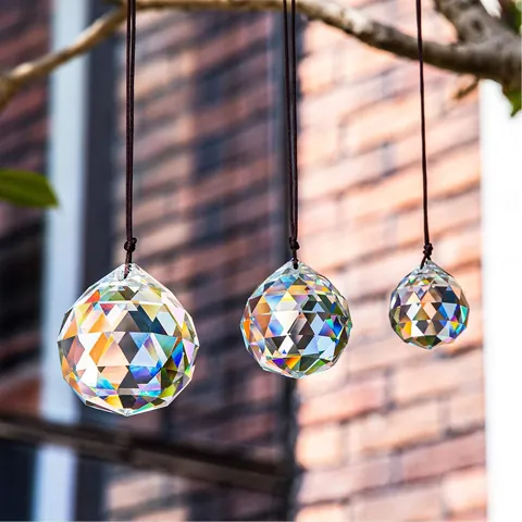 Bolas de Prisma Atrapasol de Cristal Transparente Facetado Prismas de Vidrio Colgantes para Ventana Jardín Decoración Atrapasueños