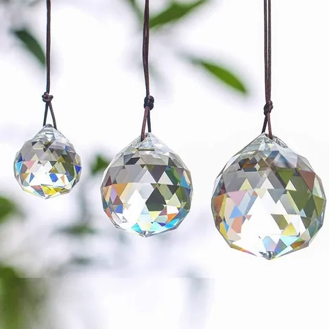 Bolas de Prisma Atrapasol de Cristal Transparente Facetado Prismas de Vidrio Colgantes para Ventana Jardín Decoración Atrapasueños