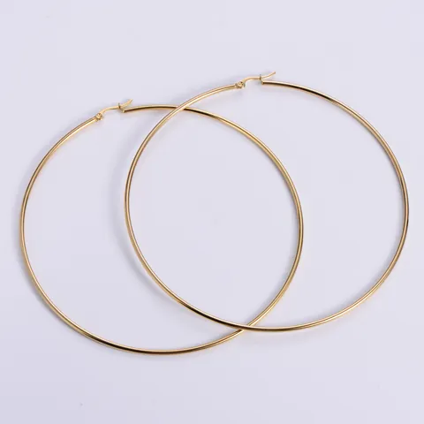 Orecchini a Cerchio Rotondi Grandi in Acciaio Inossidabile Placcato Oro Minimalista per Donna Gioielli Geometrici di Moda
