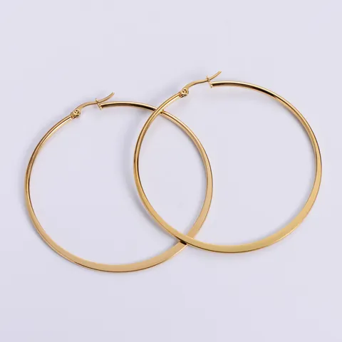 Orecchini a Cerchio Minimalisti in Acciaio Inossidabile Placcato Oro 18K Grandi Cerchi Piatti Gioielli Geometrici per Donna