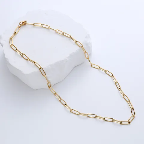 Collana a Catena a Graffetta in Acciaio Inossidabile Minimalista da Donna Toni Oro Acciaio Stile Hip Hop Gioielli