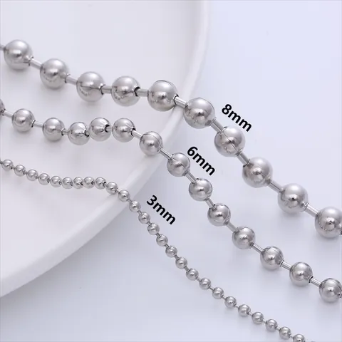 Stainless Steel Ball Chain Necklace Smooth Bead Chain For DIY Jewelry Making Mens Womens Industrial Style Silver Tone Jewelry