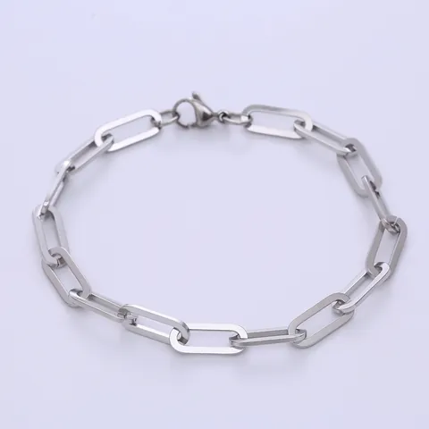 Herren Edelstahl Büroklammer-Kette Armband Minimalistisch Galvanisiert Geometrische Gliederkette Gold Silber Handschmuck