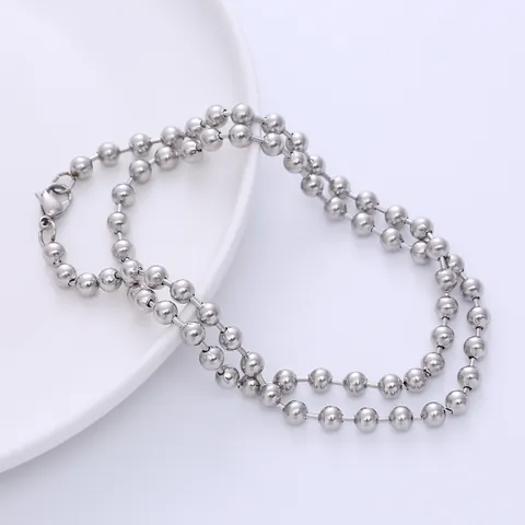 Stainless Steel Ball Chain Necklace Smooth Bead Chain For DIY Jewelry Making Mens Womens Industrial Style Silver Tone Jewelry