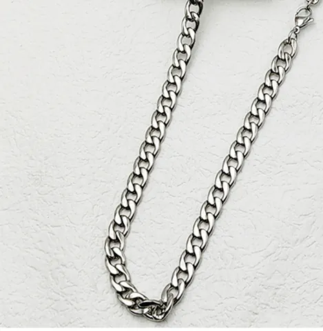 Collana a Catena Curb in Acciaio Inossidabile per Uomo Donna Catena NK Minimalista Tono Argento Gioielli Lucidati per Uso Quotidiano Regalo