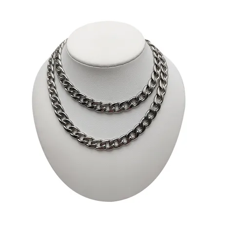 Collana a Catena Curb in Acciaio Inossidabile per Uomo Donna Catena NK Minimalista Tono Argento Gioielli Lucidati per Uso Quotidiano Regalo