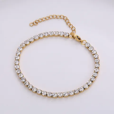 Pulsera Tennis De Acero Inoxidable Con Circonita Cúbica Redonda Joyería Hip Hop De Moda Para Hombre Y Mujer