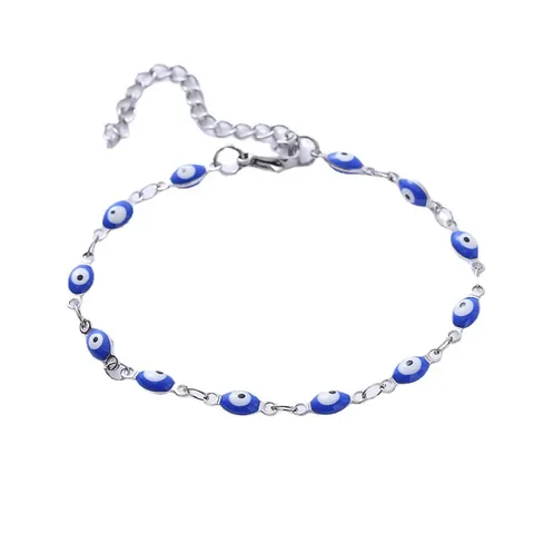 Braccialetto Malocchio in Smalto Colorato in Acciaio Inossidabile per Donna Uomo Bracciale a Catena Regolabile Gioielli Unisex