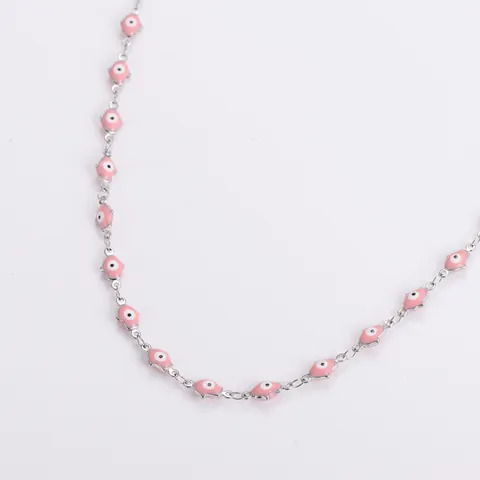 Collana Con Pendente Malocchio E Mano Di Fatima In Acciaio Inossidabile Catena Smaltata Per Donna Uomo Gioielli Etnici Di Moda