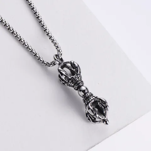 Vajra Pendant Necklace 316 Stainless Steel Retro Punk Vintage Religious Jewelry For Men Antique Finish