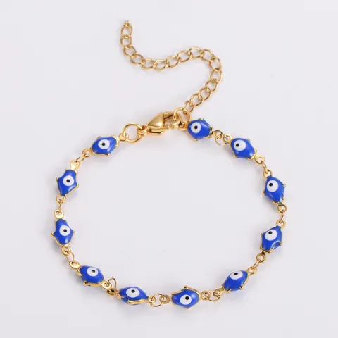 Bracciale Malocchio Mano Di Fatima In Acciaio Inossidabile Per Donna Uomo Oro Argento Placcato Smalto Gioielli Amulet Regolabile