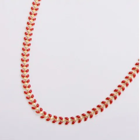 Collana in Acciaio Inossidabile a Forma di V a Spiga di Grano Smaltata Multicolore Gioielli Moda Oro Donna