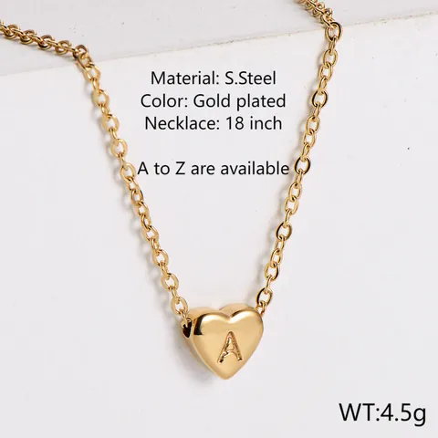 Collana con Lettera Iniziale a Cuore in Acciaio Inossidabile Placcato Oro 18K Pendente Alfabeto Personalizzato Regalo Gioielli Donna