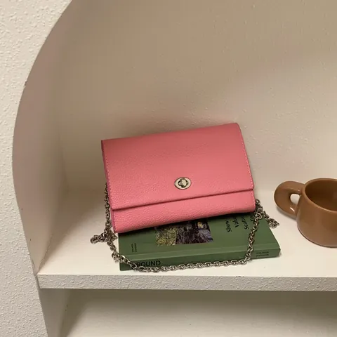 Borsa a Tracolla Minimalista da Donna in Pelle PU Texture Litchi Con Catena in Metallo Chiusura a Girello Piccola Borsa a Tracolla Quadrata Moda Quotidiana