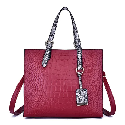 Damen Krokodilmuster Tote Bag Schlangenprint Griff PU Leder Crossbody Schulter Handtasche Große Kapazität Mode Dame Handtasche