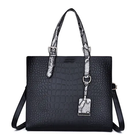 Damen Krokodilmuster Tote Bag Schlangenprint Griff PU Leder Crossbody Schulter Handtasche Große Kapazität Mode Dame Handtasche