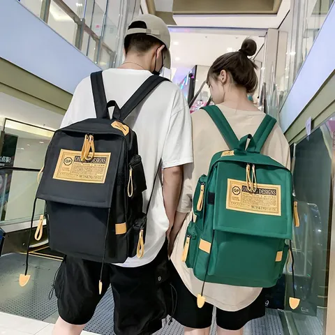 Large Capacity Nylon Backpack For Men Women School Travel Casual Daypack Waterproof Multi Pocket College Bookbag Contrast Color