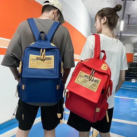 Large Capacity Nylon Backpack For Men Women School Travel Casual Daypack Waterproof Multi Pocket College Bookbag Contrast Color