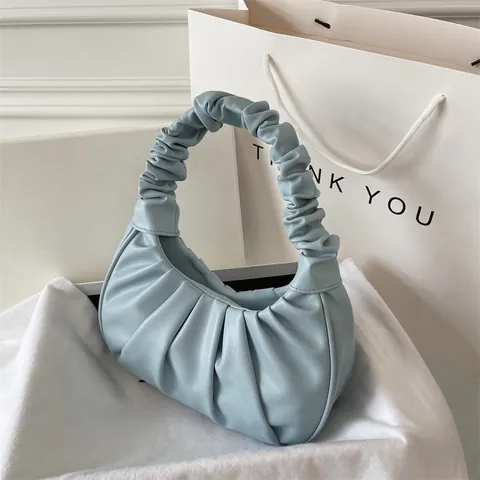 Borsa da Donna Sotto l'Ascella Increspata in Pelle PU Plissettata Borsa a Nuvola Minimalista Borsa a Tracolla a Mezzaluna Chiusura Magnetica Casual Pendolare Borsa Moda
