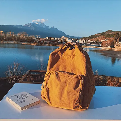Zaino in Tela Lavata per Donna Minimalista Giapponese Retrò Grande Capacità Borsa da Scuola Viaggio All'aperto Daypack Casual