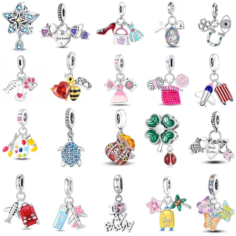 Mode Metall Emaille Reise Thema Charms Mit High Heels Handtasche Herz Flugzeug Schmetterling Für DIY Armband Damen Schmuck Zubehör