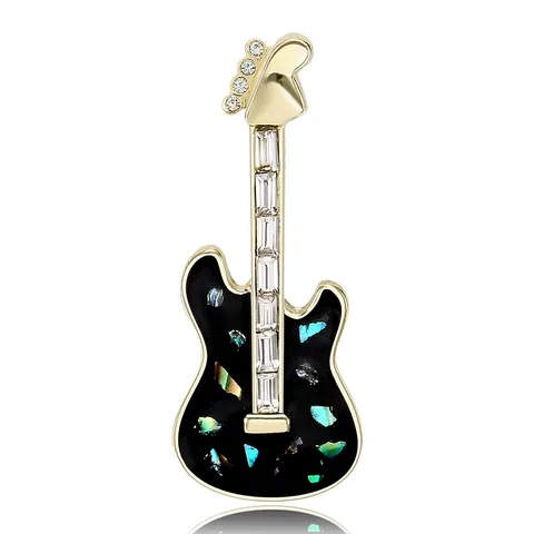 Mode Legierung Musikinstrument Gitarre Brosche Für Damen Einfache Strass Emaille Gitarre Pin Brosche Für Kleid Anzug Schmuck