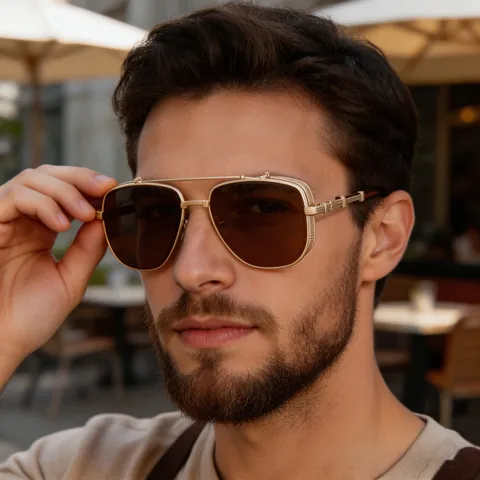 Retro Steampunk Sunglasses Metal Square Frame UV400 Protection Industrial Punk Side Shields Double Bridge Fashion Eyewear