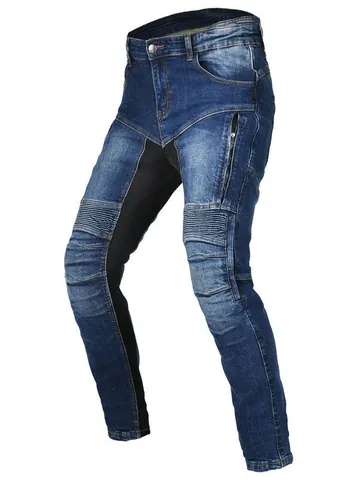 Pantaloni da Moto da Uomo Con Protezioni CE Rimovibili Rinforzati in Kevlar Estivi Traspiranti Vita Alta Jeans da Equitazione