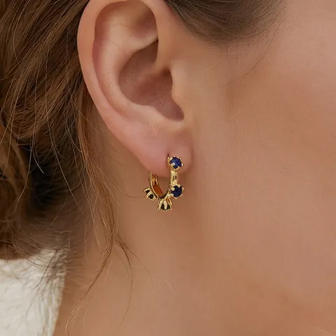 Vintage Copper 18K Gold Plated Zirconia Hoop Earrings Modern Floral Inlaid Round Ear Cuff Jewelry For Women Banquet Party