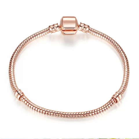 Mode Gold Silber Roségold Versilberte Kupfer Schlangenkette Armband Basis Mit Tonnenverschluss Für DIY Charms Schmuckherstellung Damen