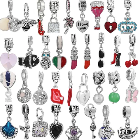 Alloy Enamel Animal Heart Hot Air Balloon Charms Rhinestone Dangle Pendant For DIY Bracelet Necklace Women Jewelry