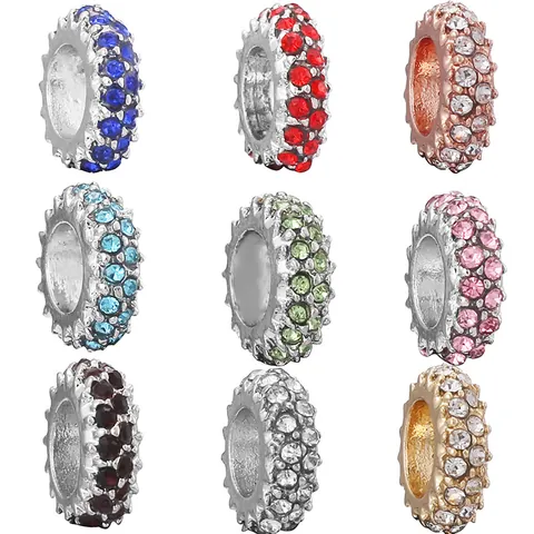 DIY Charm Perlen Für Armbänder Strass Legierung Großloch Perlen Geometrische Polka Dot Design Schmuckherstellung Zubehör Für Damen Handwerk Geschenk