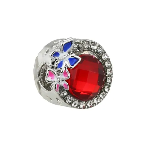 DIY Metal Enamel Heart Butterfly Flower Beads Charms For Bracelet Jewelry Making Rhinestone Inlaid Fashion Accessories For Women