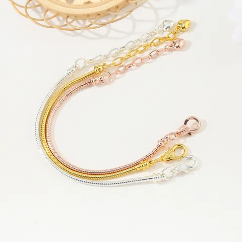 Fashion Copper Snake Chain Bracelet With Heart Pendant Lobster Clasp Adjustable Gold Silver Rose Gold Bracelet Jewelry For Women