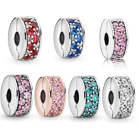 DIY Alloy Crystal Pavé Round Charm Bead Positioning Clip Spacer For Bracelet Jewelry Making Findings Accessories Women Gift