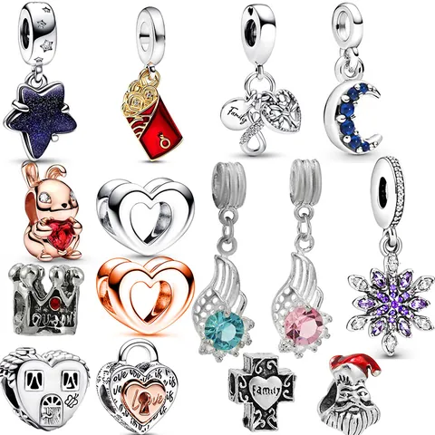 DIY Alloy Enamel Zirconia Beads Charms For Bracelet Necklace Heart Rabbit Star Moon Bee Santa Snowflake Cross Pendant Women Jewelry Making