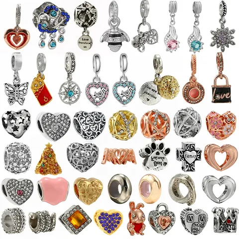 DIY Crystal Heart Mom Charm Pendant For Bracelet Necklace Alloy Zirconia Bead Jewelry Making Accessory For Women Gift