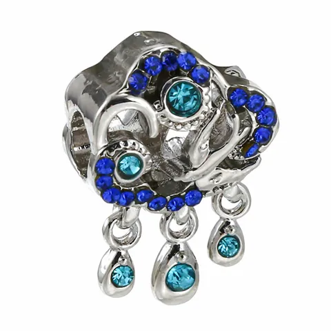 DIY Crystal Heart Mom Charm Pendant For Bracelet Necklace Alloy Zirconia Bead Jewelry Making Accessory For Women Gift
