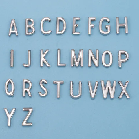 10mm Silber Legierung A-Z Buchstaben Schiebeperlen Für DIY Armband Halskette Herstellung Alphabet Schmuck Zubehör Poliert