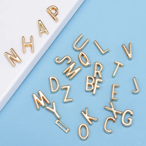 Vergoldete Legierung Alphabet Buchstaben Perlen Für Armband DIY Schmuckherstellung 3D Initialen Alphabet Schieber Charms Für Damen