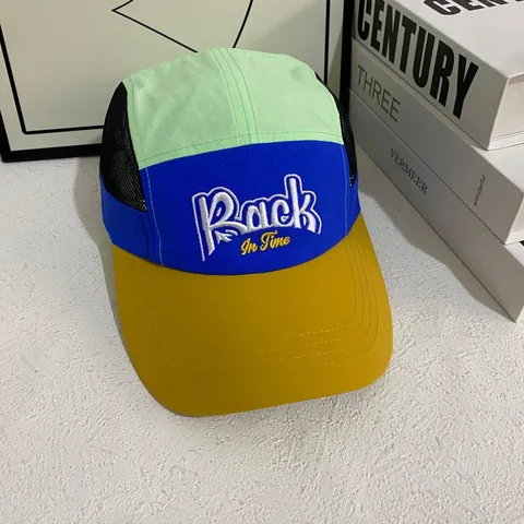 Gorra de Béisbol Unisex Retro Americano Bloque de Color de Malla Con Bordado Back In Time Transpirable Trucker Hat Protección Solar Ala Curva