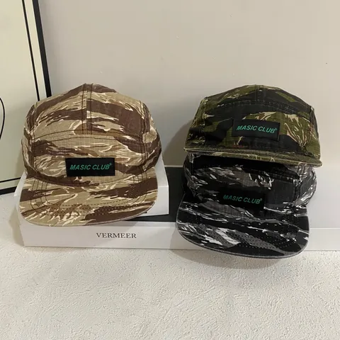 Αμερικάνικο Streetwear Καπέλο Μπέιζμπολ Παραλλαγή Τίγρης 5 Τμημάτων για Άνδρες Γυναίκες Υπαίθριο Casual Επίπεδο Γείσο Βαμβακερό Ripstop Καπέλο Camper