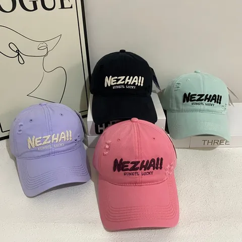 American Vintage Distressed Cotton Baseball Cap For Men Women Letter Embroidery Adjustable Retro Worn Out Peaked Hat