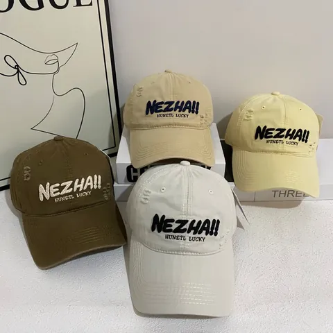 American Vintage Distressed Cotton Baseball Cap For Men Women Letter Embroidery Adjustable Retro Worn Out Peaked Hat