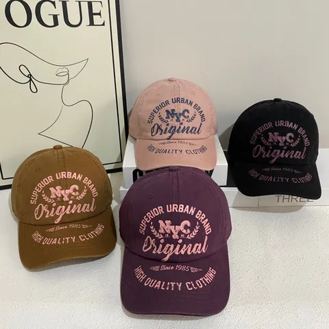 Cappellino da Baseball Vintage NYC Original in Cotone Lavato Per Uomo Donna Retro Distressed Tesa Corta Regolabile Streetwear