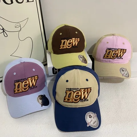 Gorra de Béisbol de Contraste de Color Vintage Americano Para Mujeres Hombres High Street New Bordado de Letras Sombrero de Sol Soft Top Ajustable Gorra Deportiva al Aire Libre
